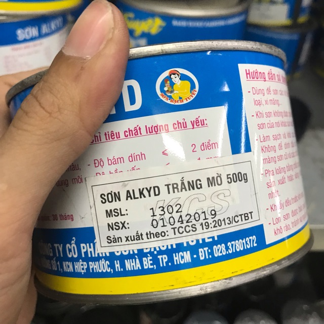 Sơn dầu Bạch Tuyết màu Trắng Mờ (Lon 500gr)