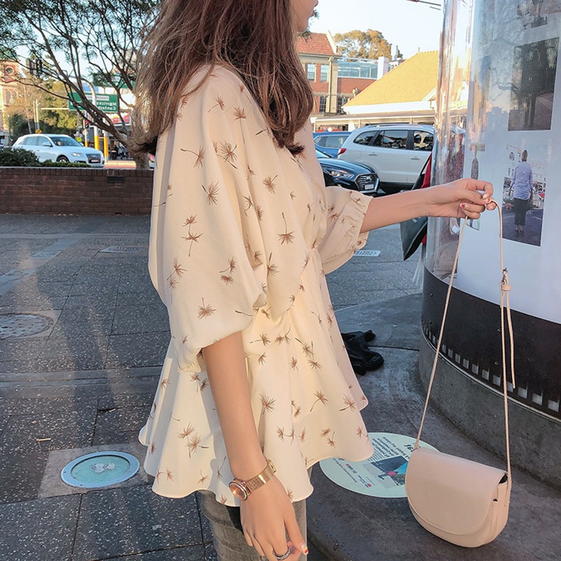 Áo Sơ Mi Chiffon Tay Ngắn Dáng Ôm Thời Trang Mùa Hè Phong Cách Hàn Quốc Cho Nữ