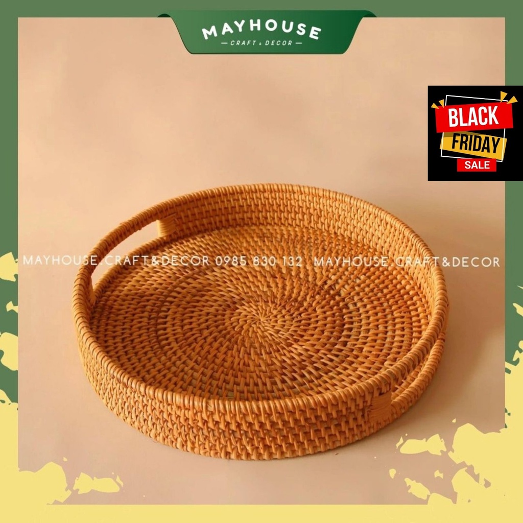 Khay Mâm Mây Tre Đựng Đồ, Mẫu Hot 2022, XƯỞNG MAYHOUSE, Giá Rẻ, Đan Kỹ Bền, Không Mốc, Khay Mâm Trái Cây