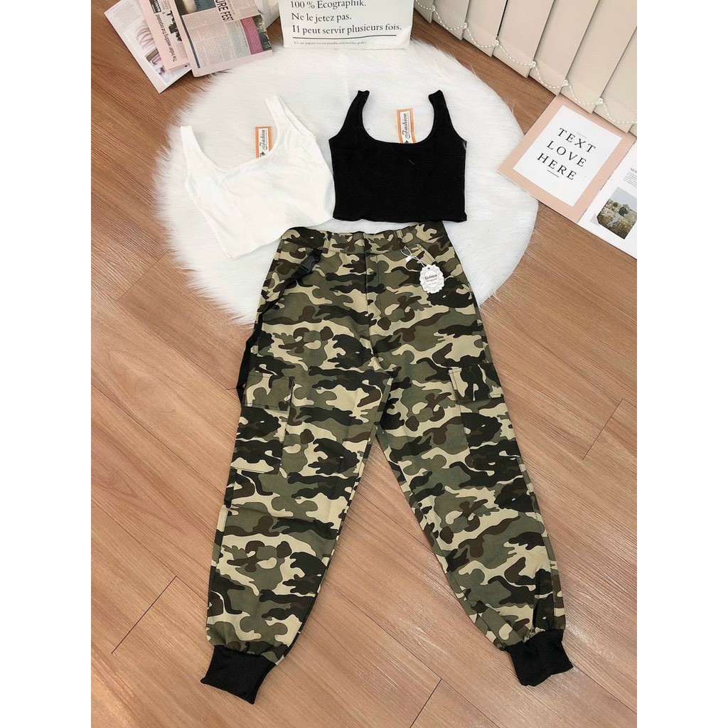 Sét bộ áo hai dây hở lưng trơn phối quần lình cực cá tính , chất thun bozip kaki  ( ảnh thật )