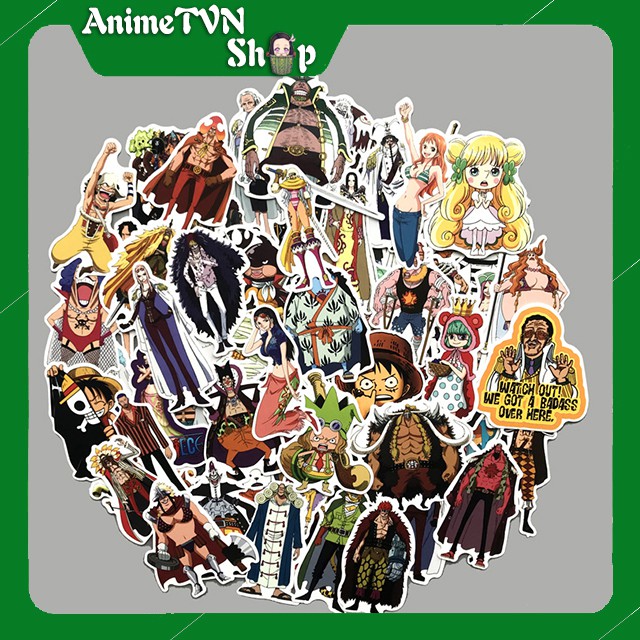 Miếng dán Sticker anime One Piece - Đảo hải tặc trọn bộ 100 hình - In rõ ràng sắc nét khó tróc