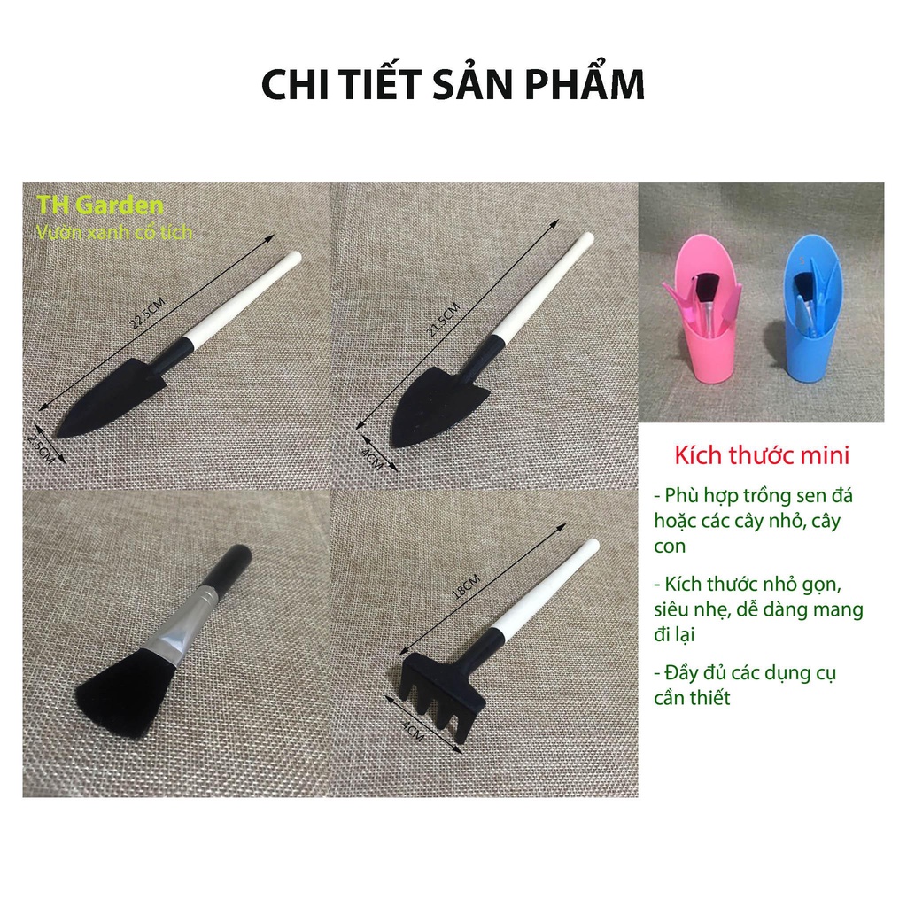 Combo 14 món trồng sen đá TH Garden - Bộ dụng cụ làm vườn mini trồng sen đá - Đáp ứng đầy đủ nhu cầu làm vườn gia đình