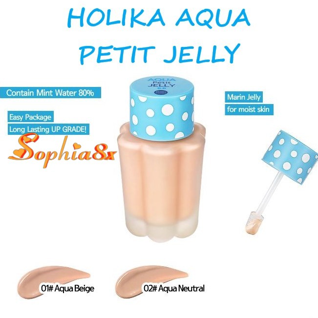 Kem nền dạng thạch mềm mịn che phủ tốt Holika Aqua Petit Jelly BB Cream 40ml