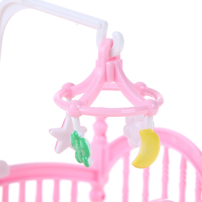 Bộ giường ngủ và ngựa gỗ mini cho búp bê barbie phụ kiện trang trí nhà búp bê ANDATOY AD948