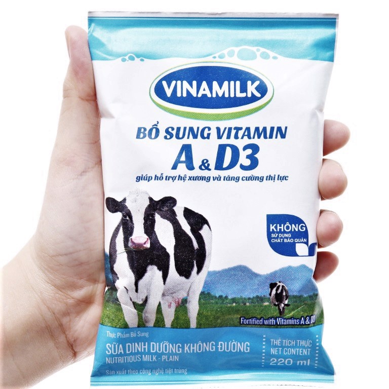 Combo 7 túi sữa tươi dinh dưỡng tiệt trùng Vinamilk A&amp;D3 220ml