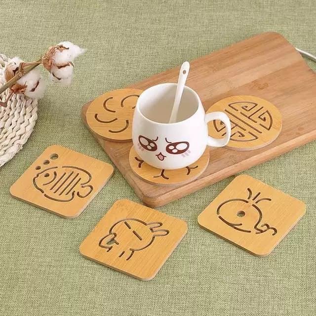 Tấm Lót Nồi Bằng Gỗ Cách Nhiệt,Tấm Lót Cốc Chén Bát Nhiều Hình Dễ Thương