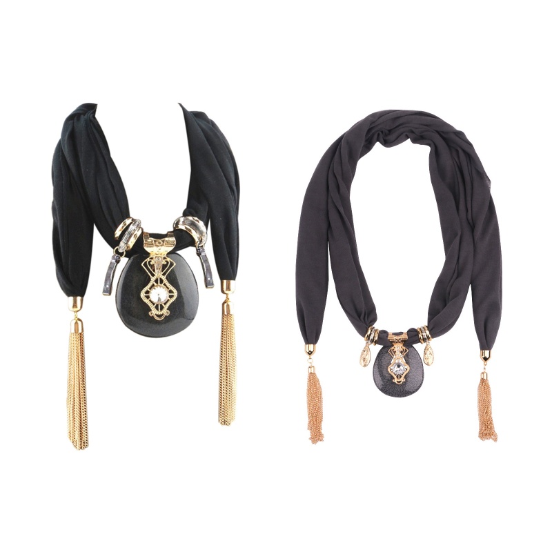 Vòng cổ Mặt Hình Giọt Nước Phối Tua Rua Phong Cách Bohemian Thời Trang