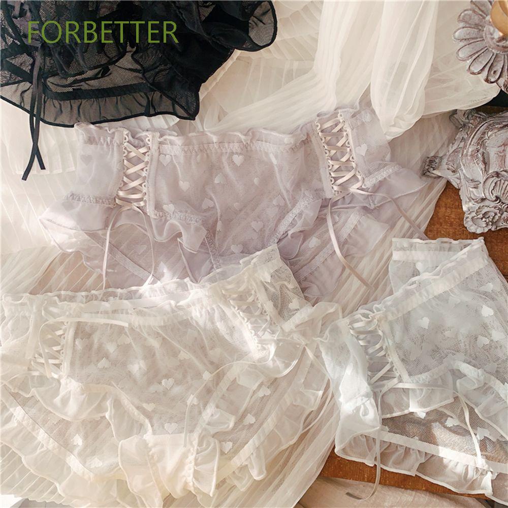 Quần lót eo cao trung bình co giãn thoáng khí đáy cotton phối xếp nếp có nơ và dây buộc chéo nhiều màu tùy chọn cho nữ