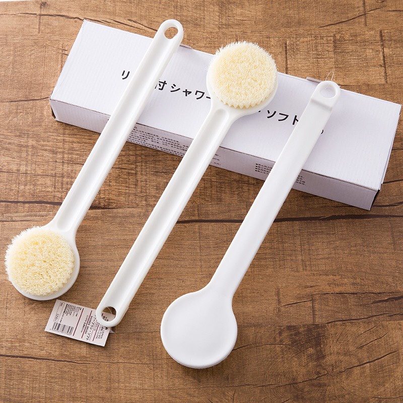 Gậy Tắm Chà Lưng Muji Nhật Bản Có Kèm Hộp Đựng, Cây Bông Tắm Bàn Chải Chà Lưng Có Tay Cầm Tiện Lợi { H }