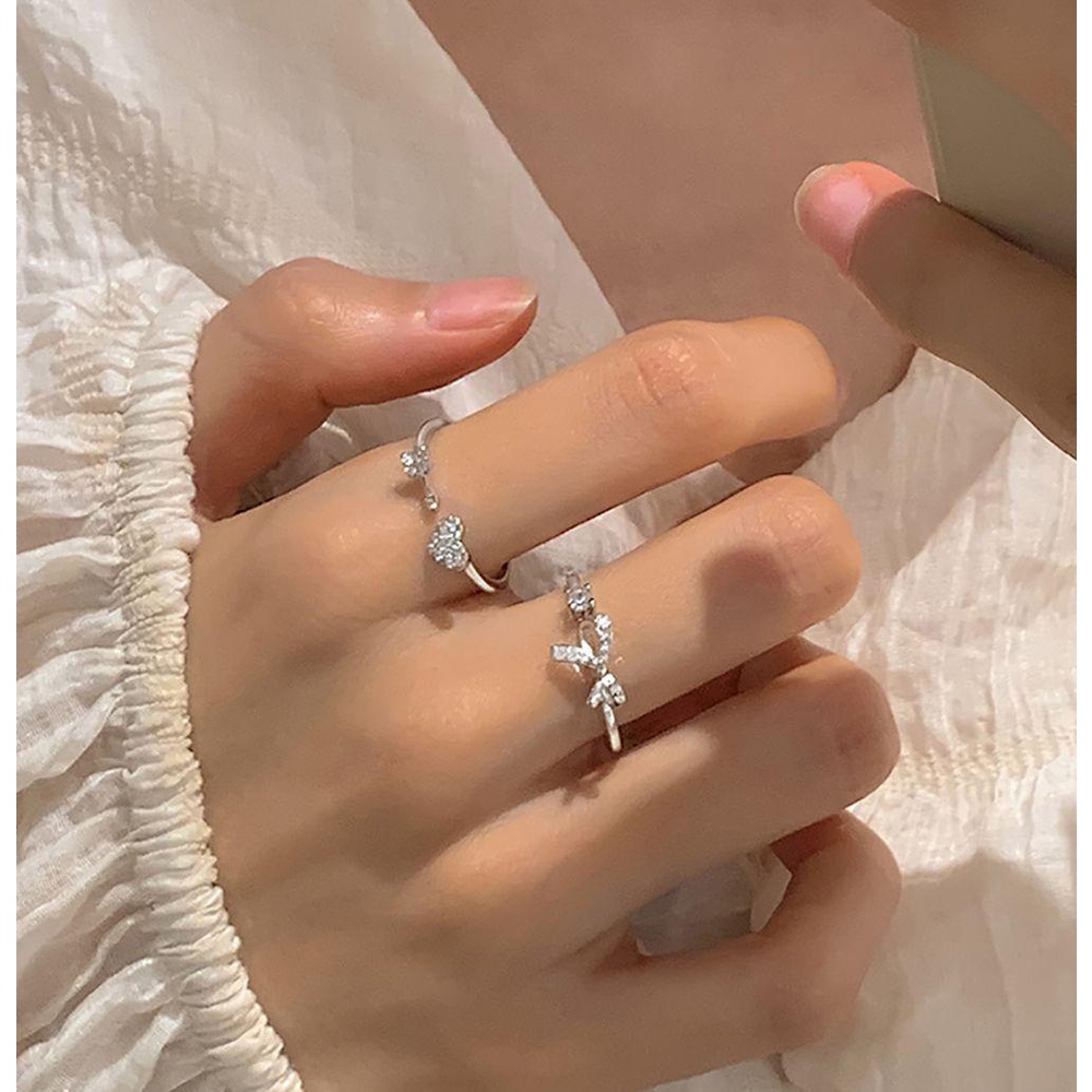 Nhẫn VANES1 Có Thể Điều Chỉnh Kích Cỡ Kiểu Dáng Đơn Giản Thời Trang|Nhẫn Hở Hình Nơ Xinh Xắn Thời Trang Cho Nữ