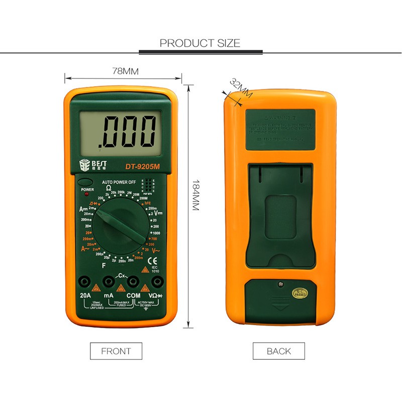 ĐỒNG HỒ VẠN NĂNG BEST DT9205M KÈM PIN