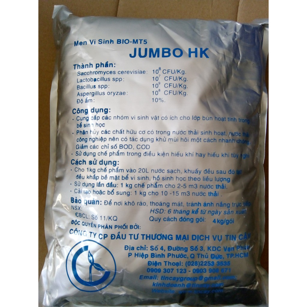 Men vi sinh hiếu khí Jumbo HK BIO-MT5 4kg/gói
