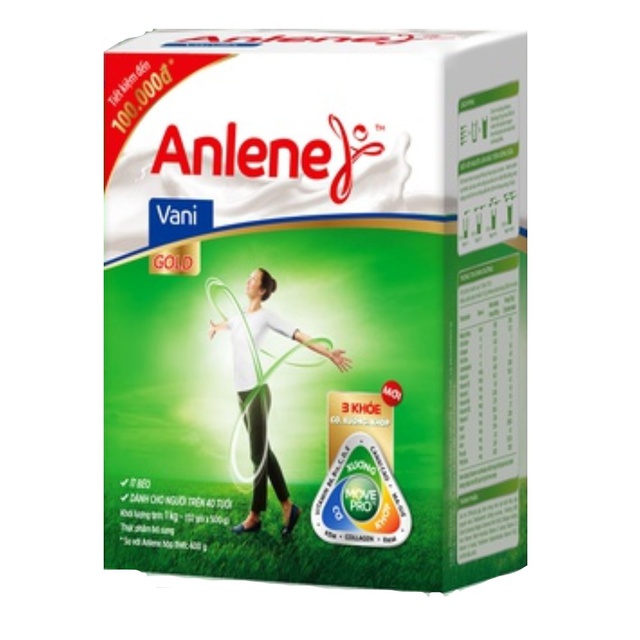 [Mã GRO1ANLENE03 giảm 10% đơn 190K] Sữa Bột Anlene Gold Movepro Hương Vanilla hộp 1Kg (trên 40 tuổi)