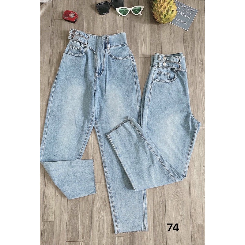 Quần baggy jean nữ lưng cao size đại kiểu quần bò baggy hàng VNXK bigsize nữ 2Kjean MS74