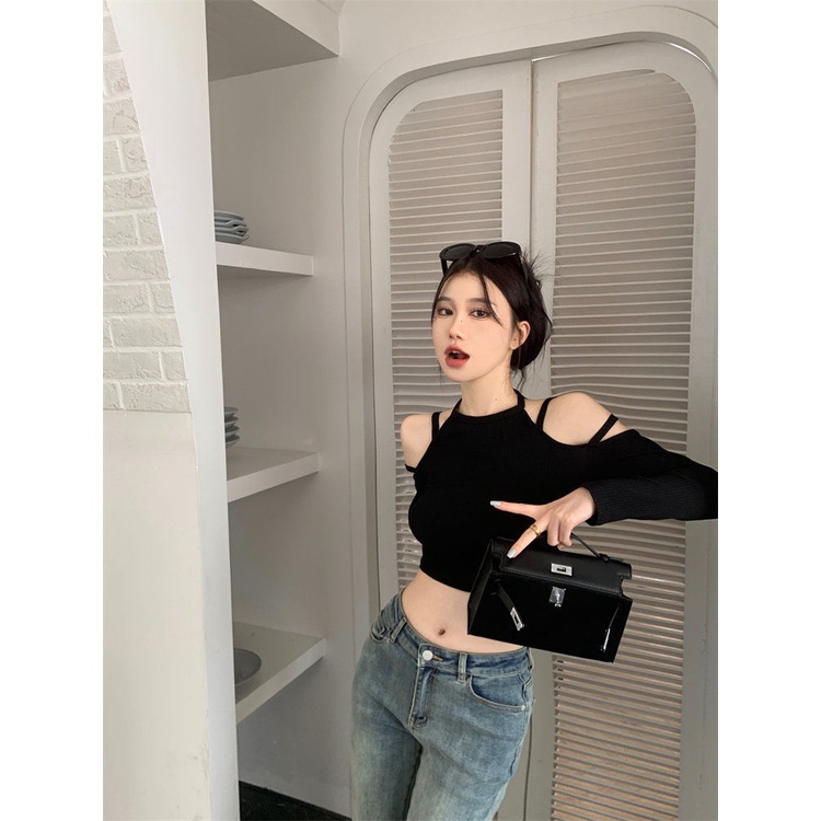 Áo thun COZOKC tay dài hở vai thời trang dành cho nữ