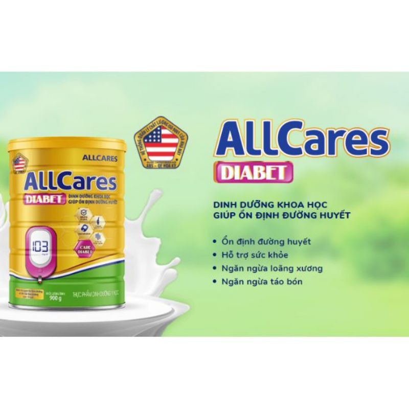 CHÍNH HÃNG Sữa bột All Cares Diabet dành cho người tiểu đường 900gr