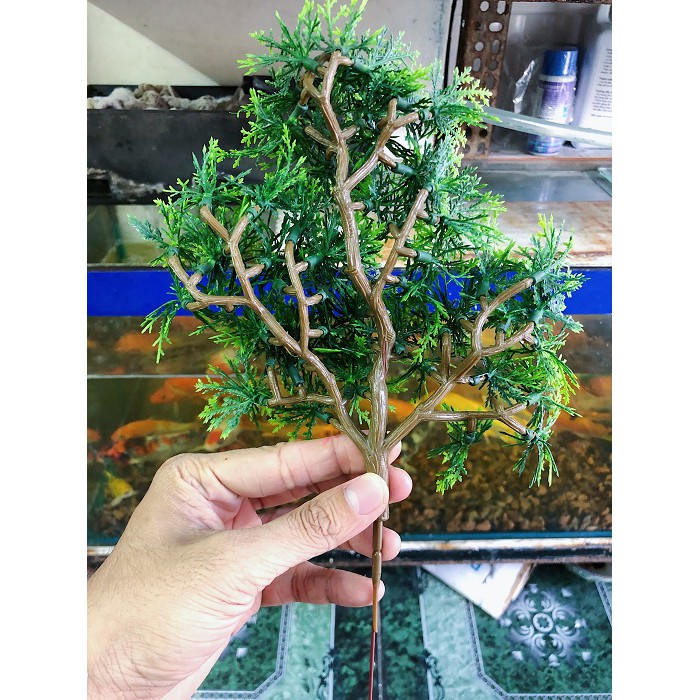 NHÁNH THÔNG GIÁ TRANG TRÍ NHÀ CỬA HỒ CÁ TIỂU CẢNH NON BỘ DÀI 30CM