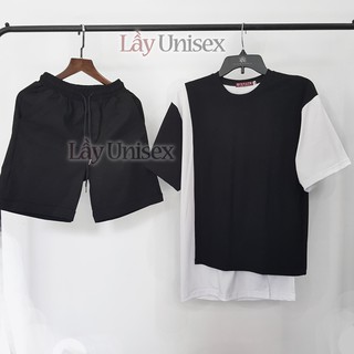 SET áo thun layer mix + Shorts kaki unisex