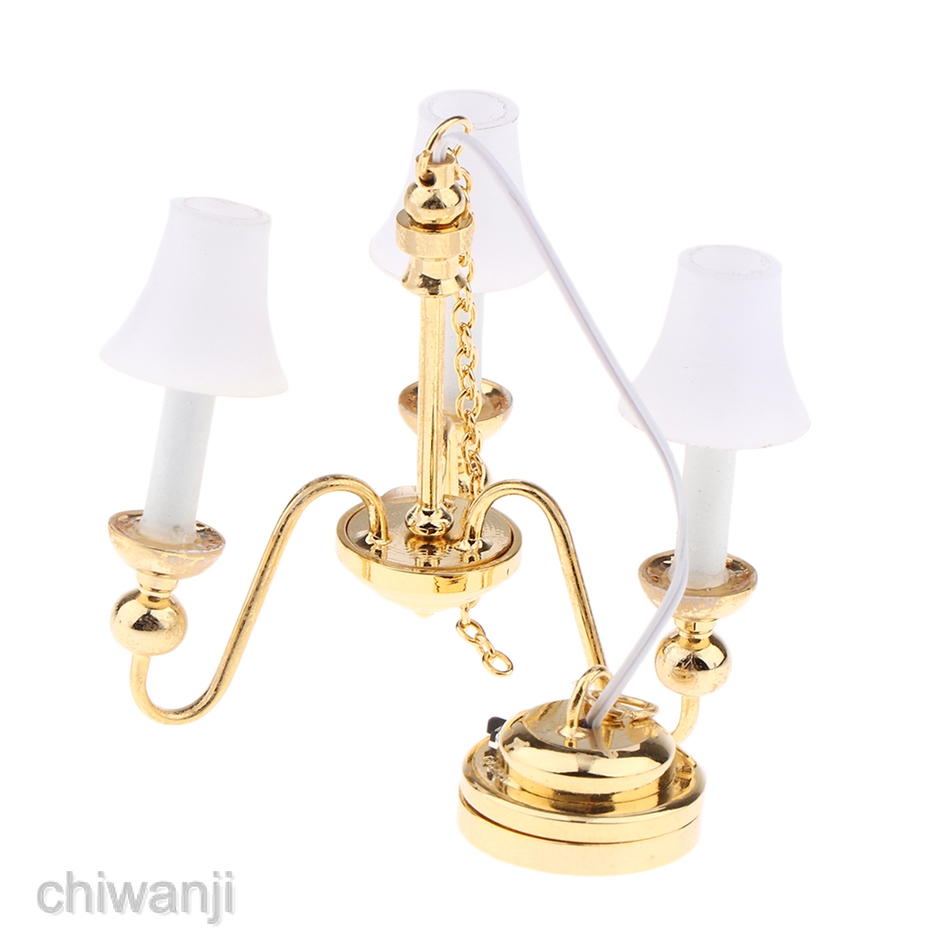 Đèn Trần LED Điện Tử 3 Cánh Tỉ Lệ 1: 12 Trang Trí Nhà Búp Bê