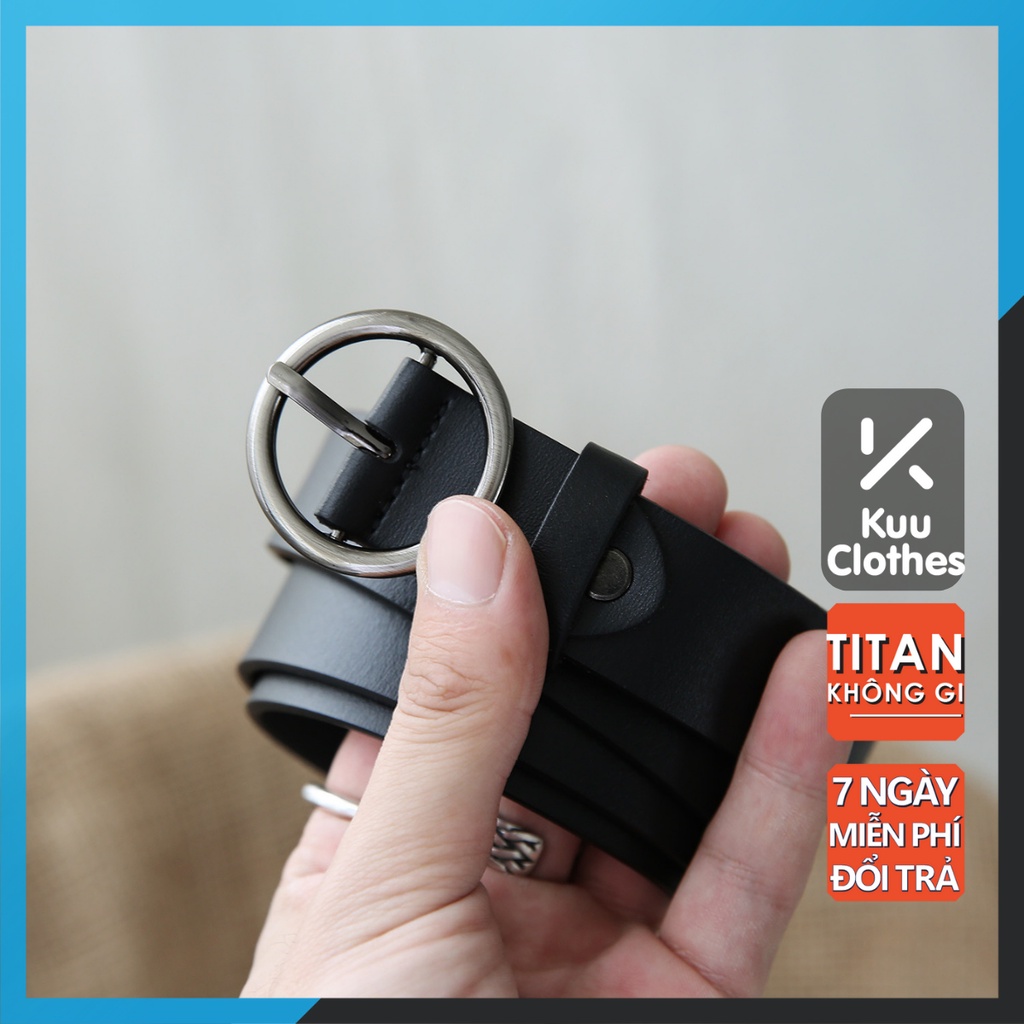 Thắt lưng dây lưng nam nữ ulzzang CK Kuu Clothes mặt kim loại tròn cá tính phong cách Hàn Quốc - Thắt Lưng CK