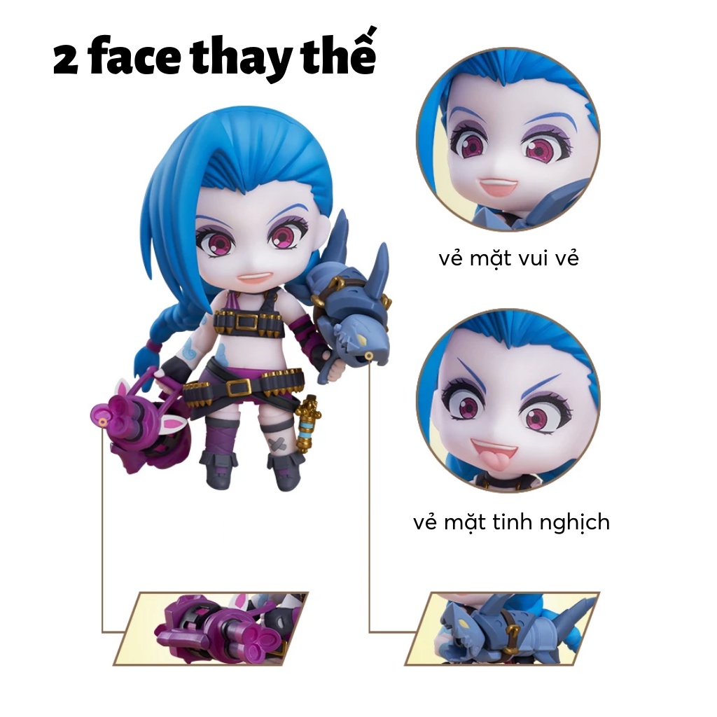 Mô hình LoL Jinx Nendoroid 10cm - Mô hình LMHT Liên Minh Huyền Thoại chính hãng Riot Games - Nendoroid Jinx Figure Chibi