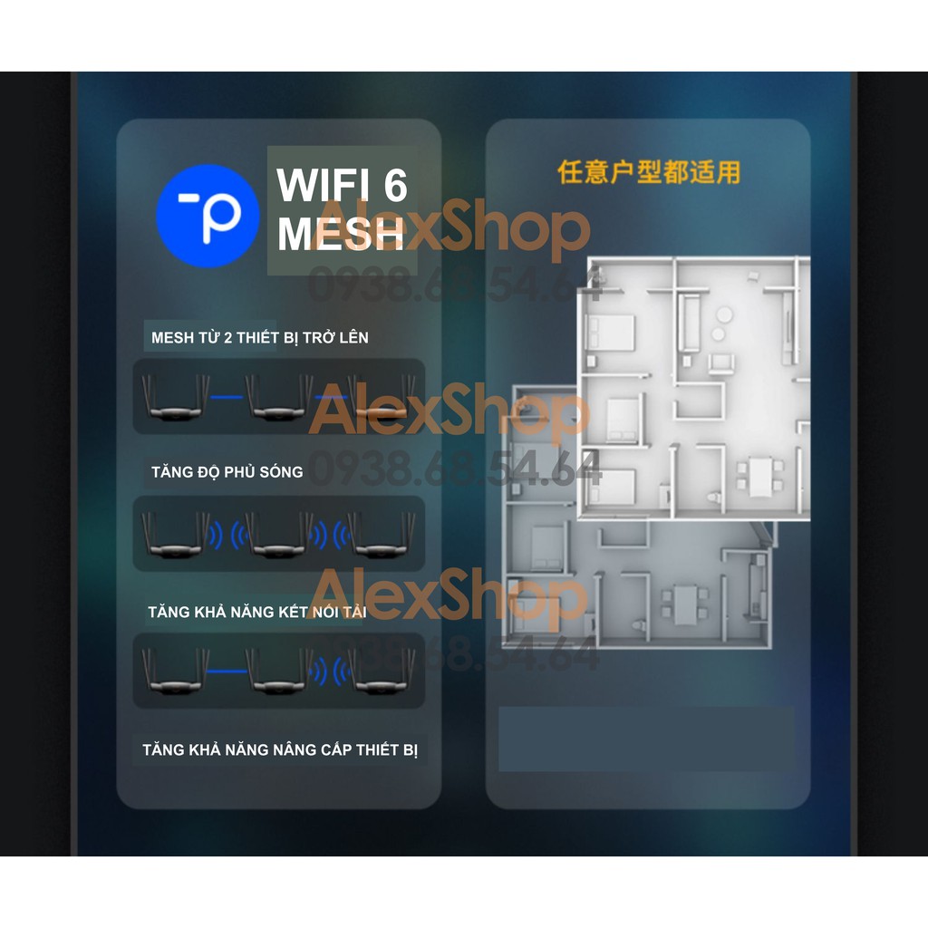 Phát WiFi6 Thông Minh TPlink XDR5430 AX5400 6 Râu Nhà Diện Rộng Công Suất Cao 200Users - CPU 1.5Ghz Ram 256M