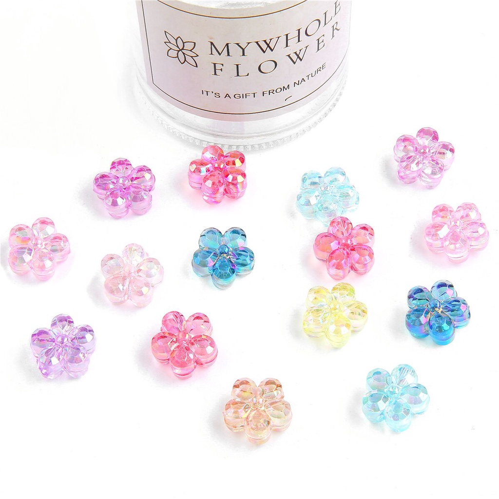 Bộ 20 hạt nhựa acrylic hình cánh hoa nhiều màu sắc dùng làm phụ kiện trang sức vòng tay thủ công