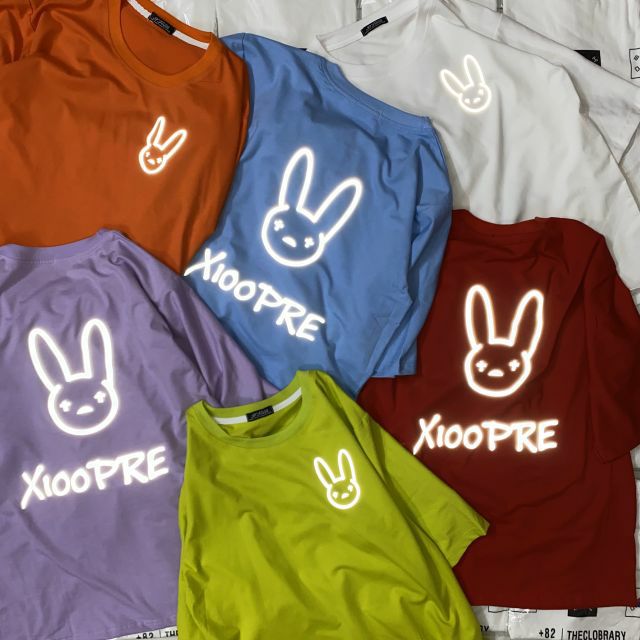 Áo Thun Phản Quang ❤có size Hình Thật B'Teen% Tay lỡ Thỏ XIOOPFE 12 màu