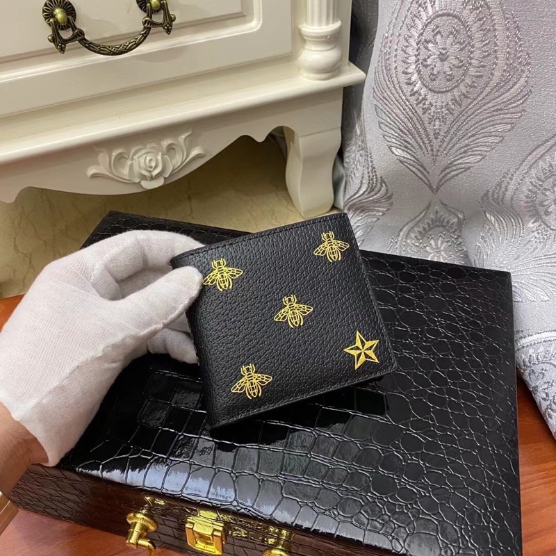 Ví gập cho nam thương hiệu Gucci GC cao cấp da thật hoạ tiết con ong