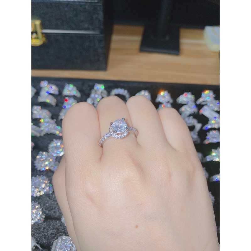 Nhẫn đá nữ ♥️ Nhẫn ổ tròn mảnh dễ đeo sáng bền ảnh thật
