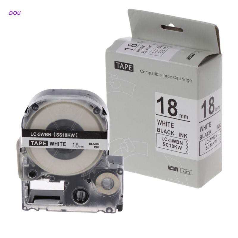 DOU Black on White Label Tape Compatible Epson Label Tapes 18mm for LC-5WBW LW-300