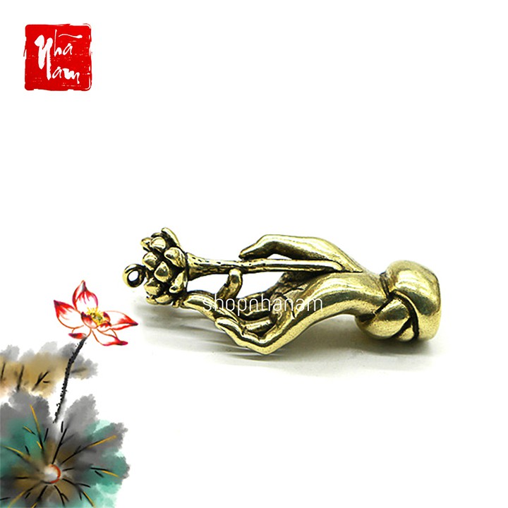 Tượng đồng phong thủy niêm hoa vi tiếu tay phật hoa sen trang trí vật phẩm phong thủy