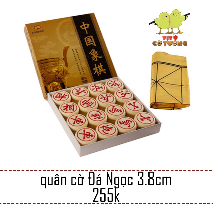 Bộ cờ tướng đá ngọc cao cấp pha nhựa melamine đặc ruột chắc tay, size 3.8cm - * Tặng kèm bàn cờ tướng*