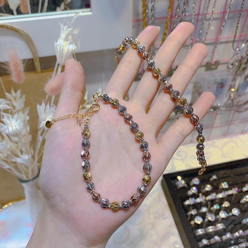 Lắc Tay Bi Xi Mạ Phối Ba Màu - ảnh thật