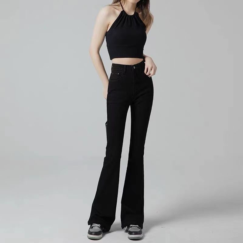Quần jean bigsize ống loe chất vải jean thun co dãn mạnh màu đen QJ015