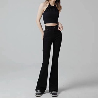 Quần jean bigsize ống loe chất vải jean thun co dãn mạnh màu đen QJ015