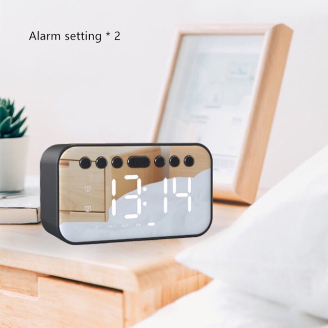 Loa Bluetooth kiêm đồng hồ mặt gương A5- Loa A5 hôc trợ USB thẻ nhớ TF đồng hồ báo thức