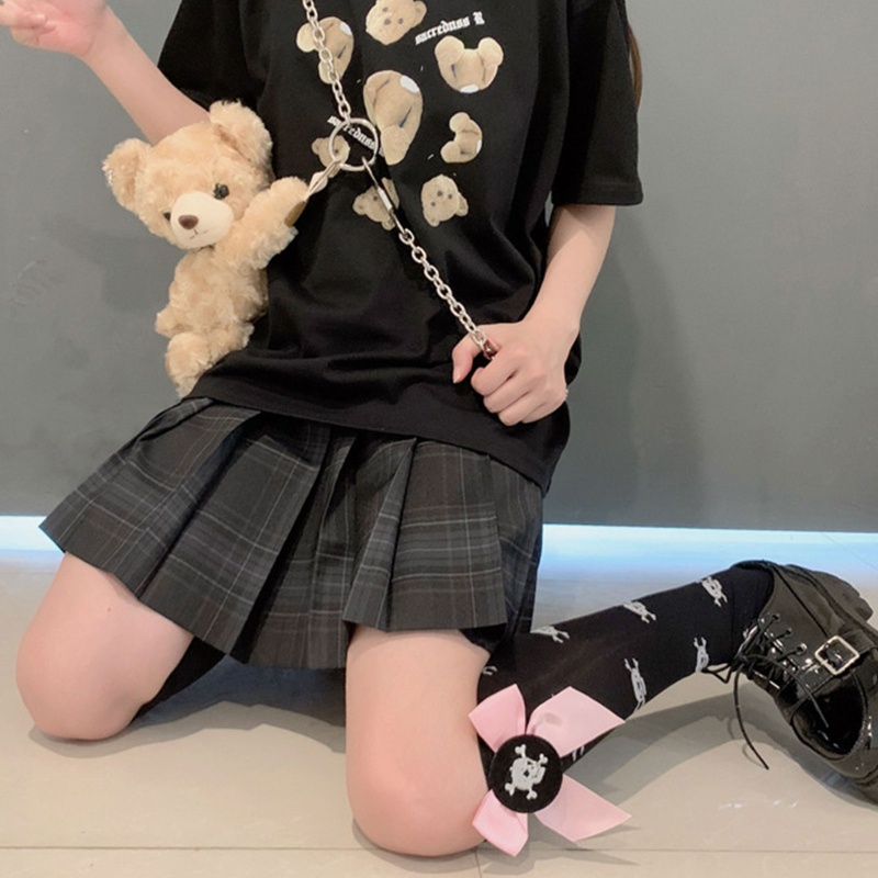 XIXI Tất Chân Cao Qua Gối In Hình Đầu Lâu Phong Cách Lolita Cho Nữ