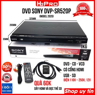 Ảnh chụp Đầu đĩa DVD Sony DVP-SR520P (2020) USB-thẻ nhớ-HDMI, điện 220V-110V-12V, đầu dvd karaoke sony cao cấp (tặng đọc thẻ SD) tại Hải Phòng