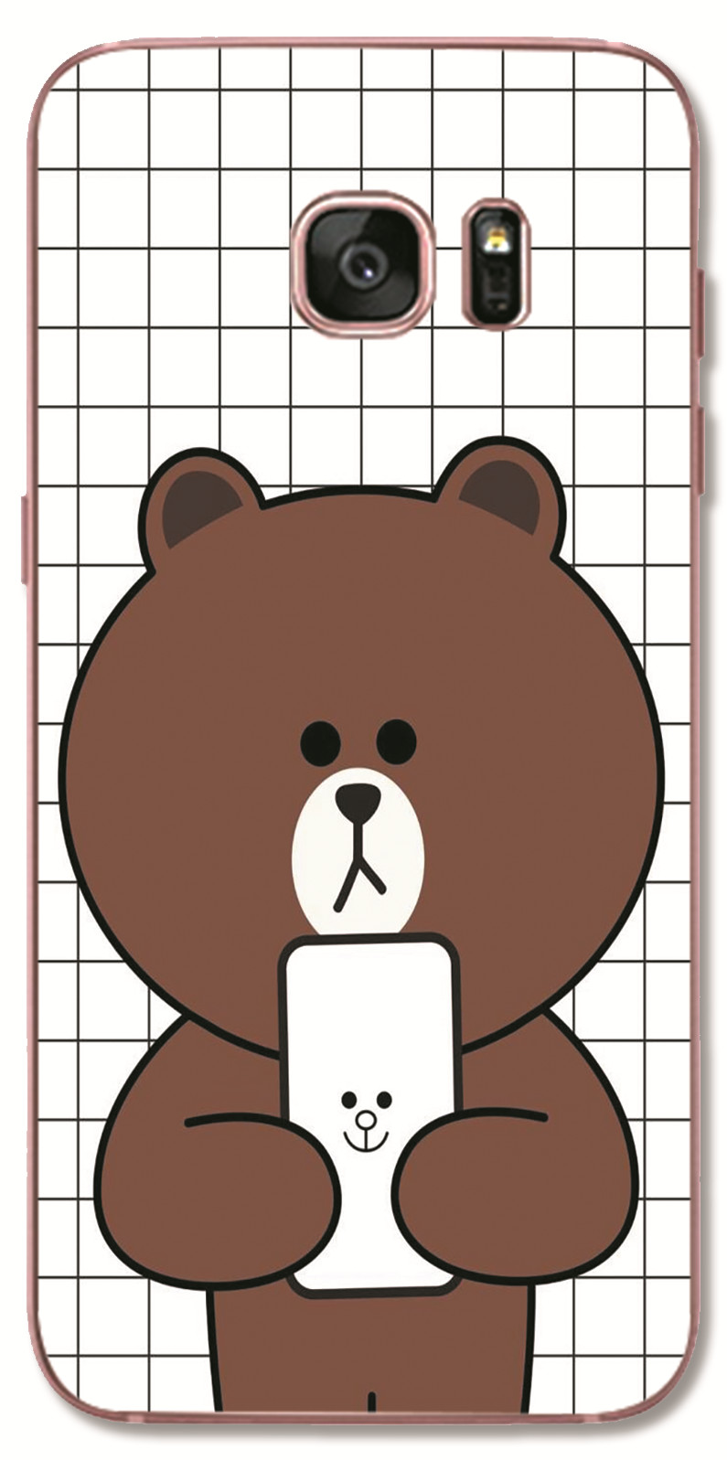 Samsung Galaxy S8 Plus / Note 4 5 3 2 N7100 N9000 INS Cute Cartoon Brown bear Soft Silicone TPU Phone Casing Lovely Pig and Rabbit Case Back Cover Couple