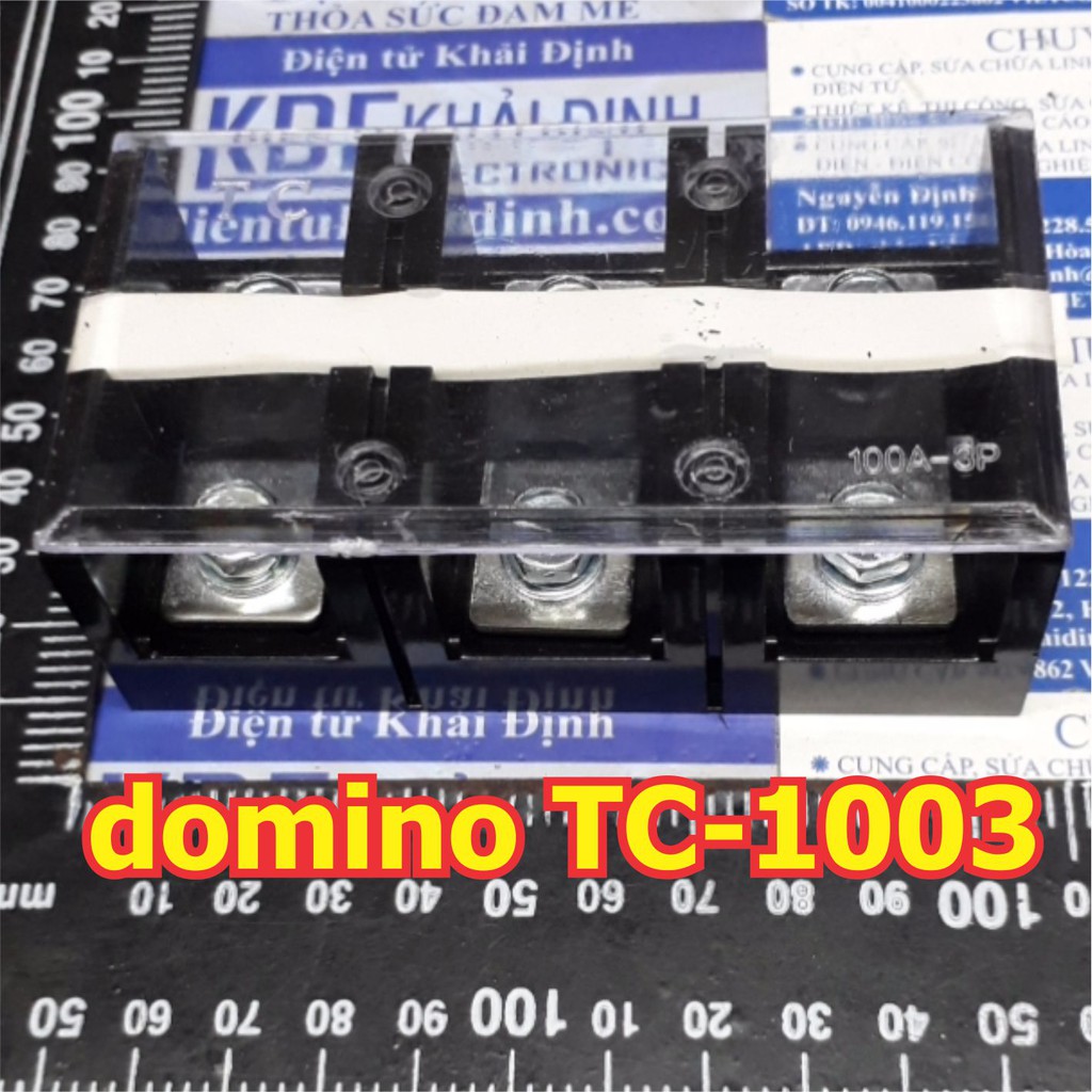 DOMINO, TERMINAL ĐẦU NỐI khối, đen 3 chân TC-1003, 100A 3P 37.8x54.5x104mm kde5179