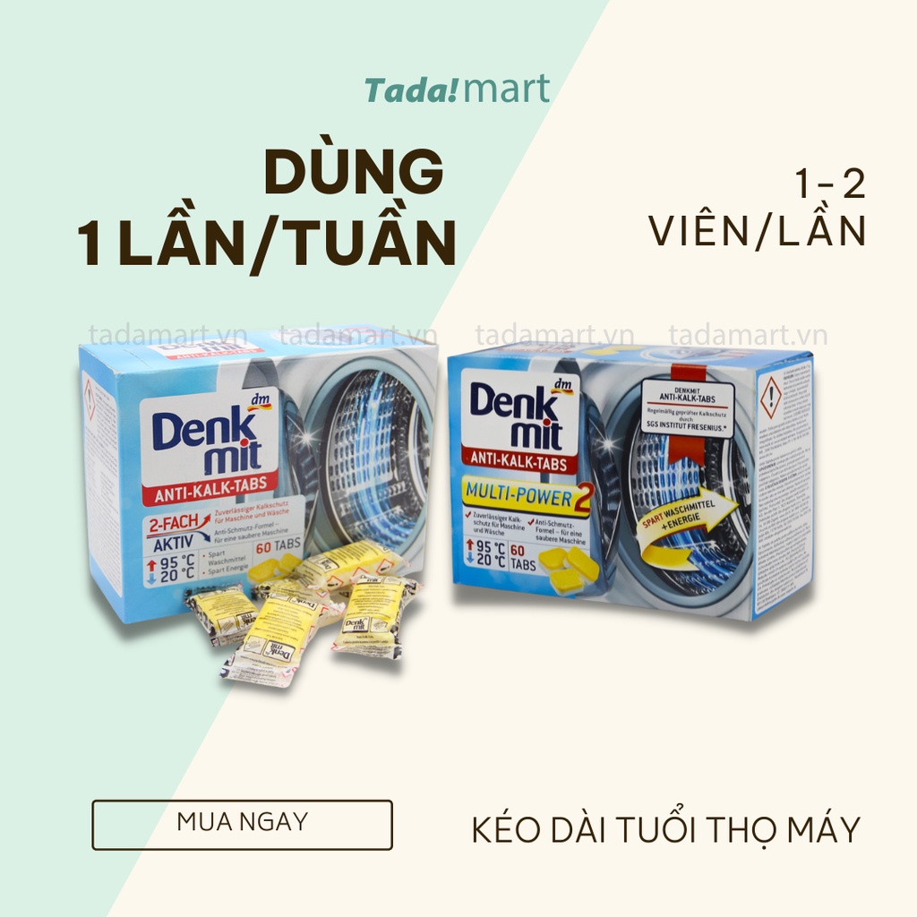 [TÁCH LẺ/COMBO] Viên Tẩy Lồng Giặt Đức Denkmit Sạch Và Tiện Lợi Bì 60 Viên Chuẩn Auth