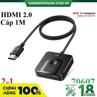 Bộ gộp tín hiệu HDMI 2.0 4K@60Hz Splitter Switch 2 vào 1 Ugreen 70607 cao cấp (hỗ trợ 2 chiều)