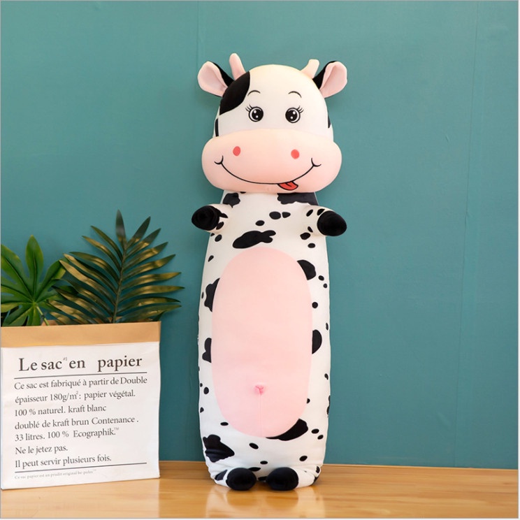 Gấu Bông Bò , Gối Ôm Bò Sữa Hồng Nhập Khẩu Size 80Cm-1M-1M5
