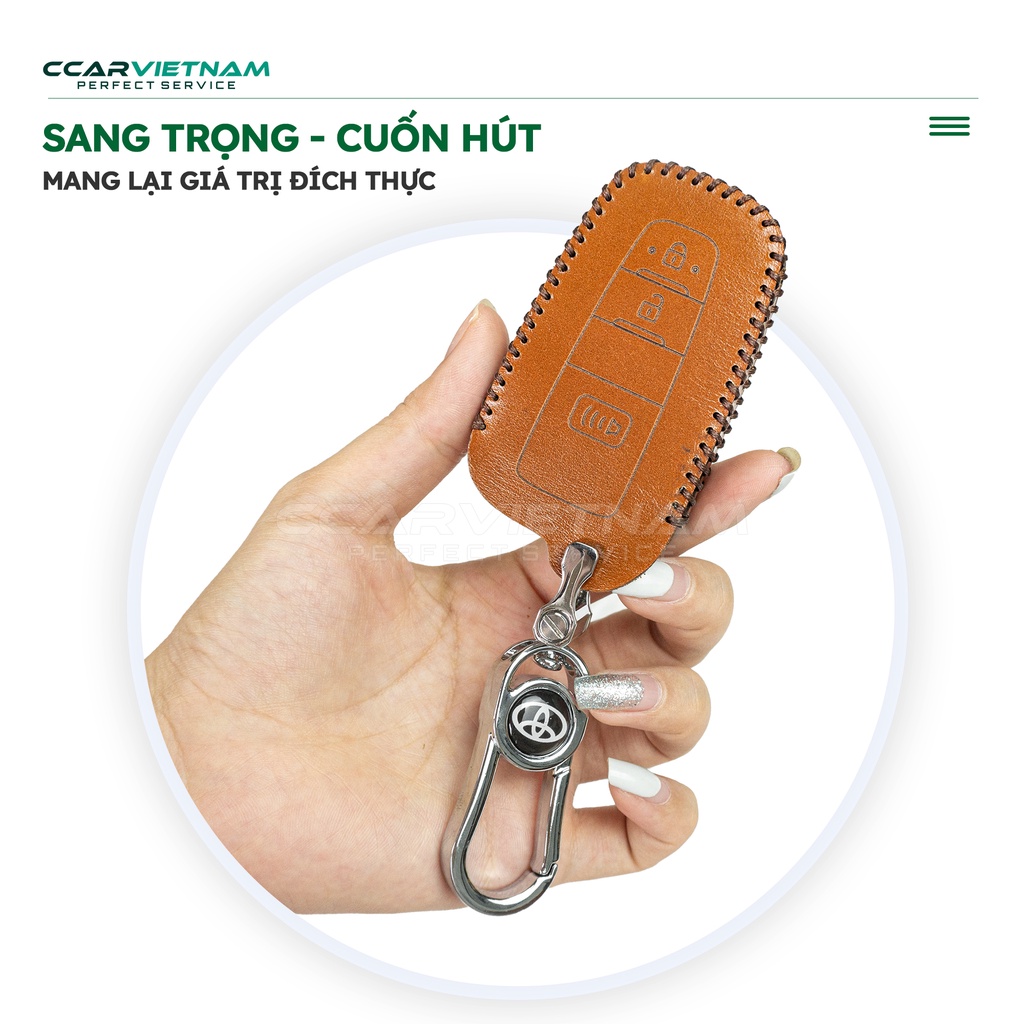 Bao da chìa khóa ô tô Toyota Cross (3 nút) - Thiết kế Sang trọng Lịch lãm chất liệu Da bò