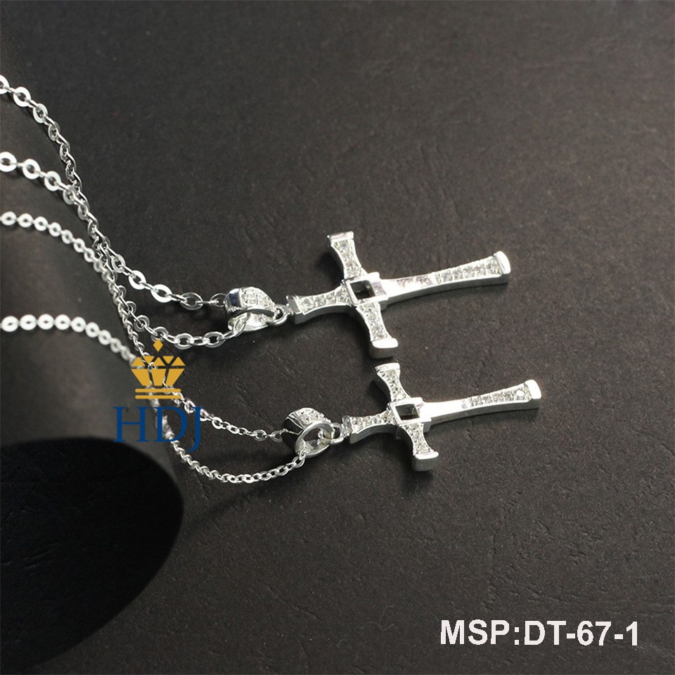 Dây chuyền cặp đôi bạc hình thánh giá đẹp trang sức cao cấp HDJ mã DT-67-1 Mới