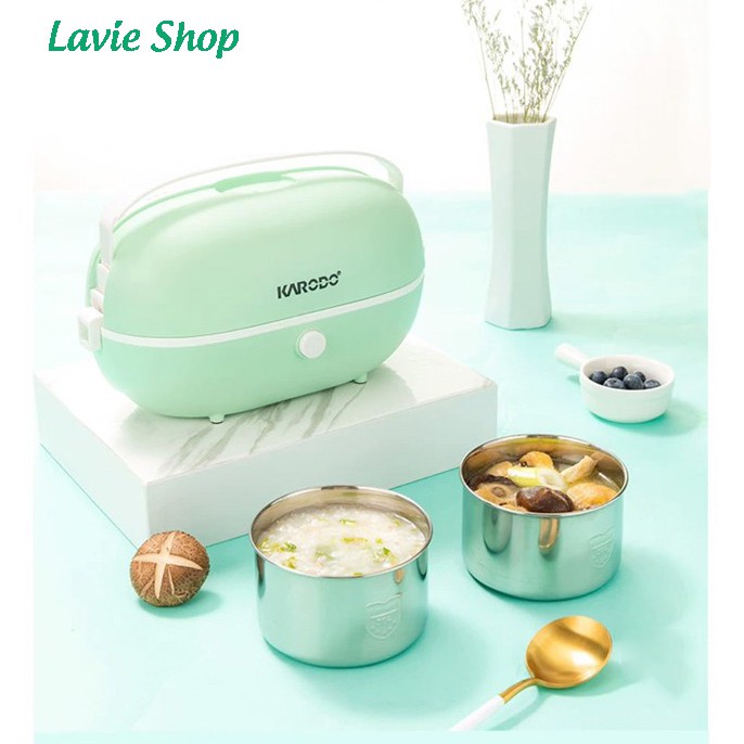 Hộp Cơm Cắm Điện Văn Phòng Lòng Inox 304 Dung Tích 1 Lít Bảo Hành 6 Tháng LV182