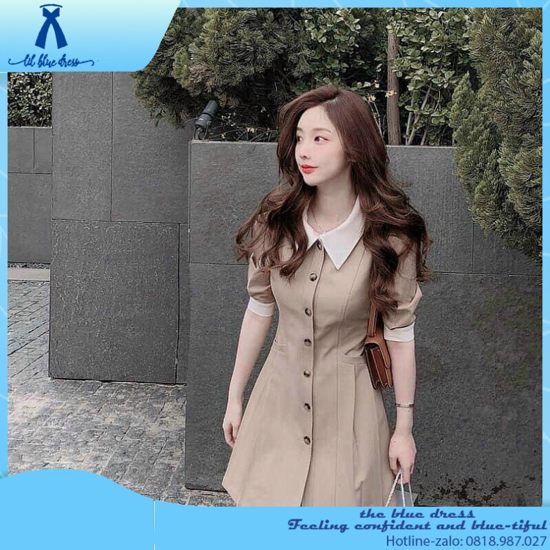 Đầm Chíp Ben Phối Cổ Trắng - D0456 ✨Noel Tết 2021✨ ld2