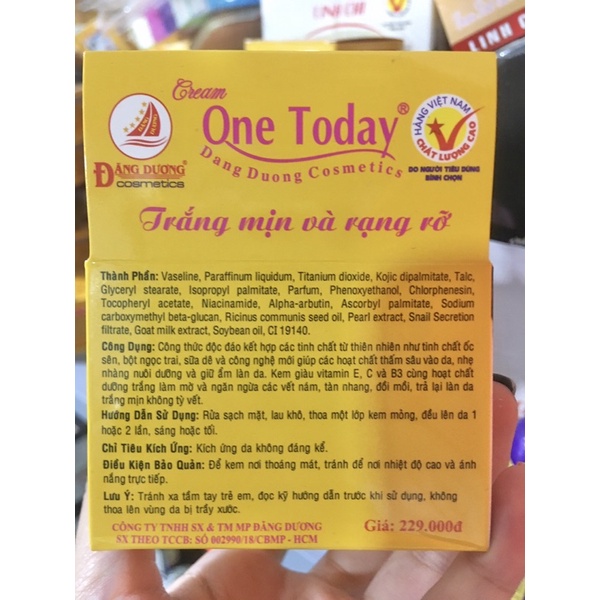 Kem dưỡng trắng hết tan nhang đôi mồi ốc sên one today hủ lớn 15g