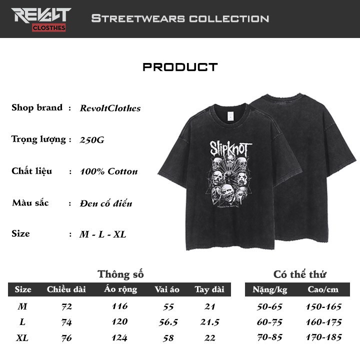 Áo phông nam form rộng Local brand thun Unisex loang màu Wash xám Vintage đẹp Slipknot RevoltClothes T8854